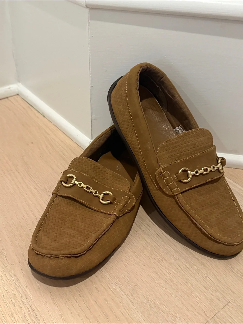 Steve Madden Kids Brown Suede Loafers with Gold Bit